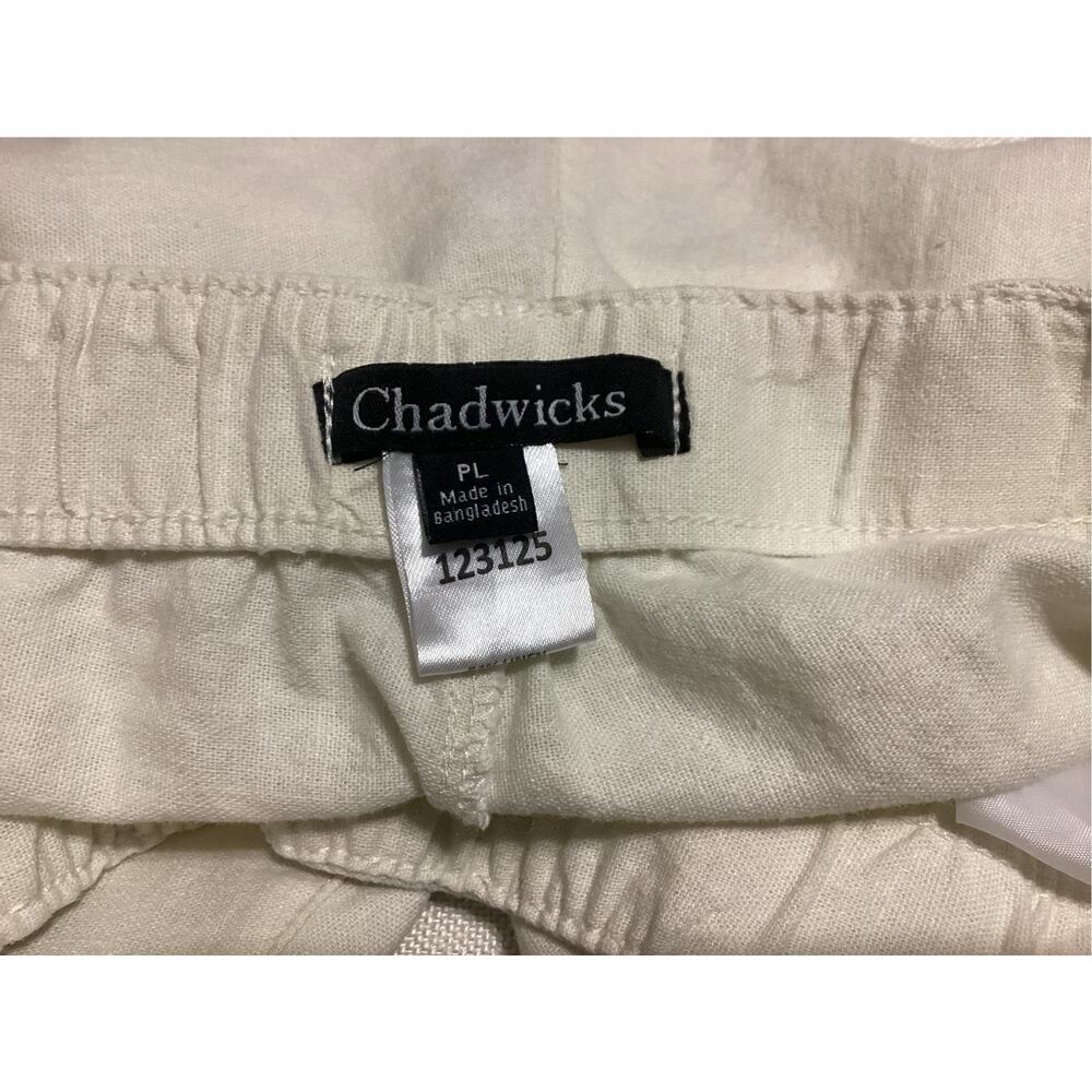 Chadwicks Linen Rayon Cotton Wide Leg Pants Elastic Waist Beige Size PL - Picture 5 of 5